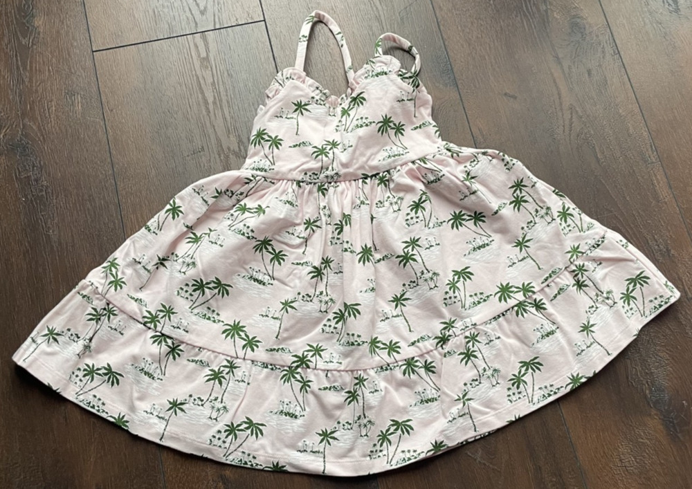 Janie and Jack Girls Pink Palm Trees Dress Summer, Size 3, New Without Tags